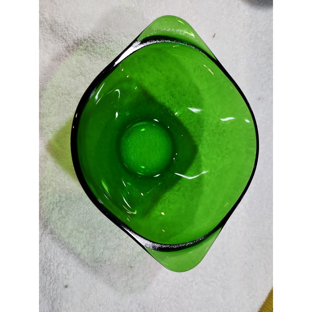 VINTAGE~VERECO ~FRANCE ~DARK GREEN~ART GLASS~ BOWL